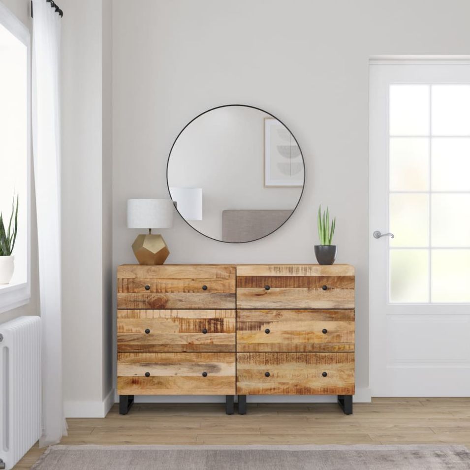 Buffets 2 pcs 60x33x75 cm Bois de manguier brut - Photo n°1