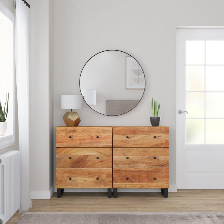 Buffets 2 pcs 60x33x75 cm bois massif d'acacia - Photo n°1