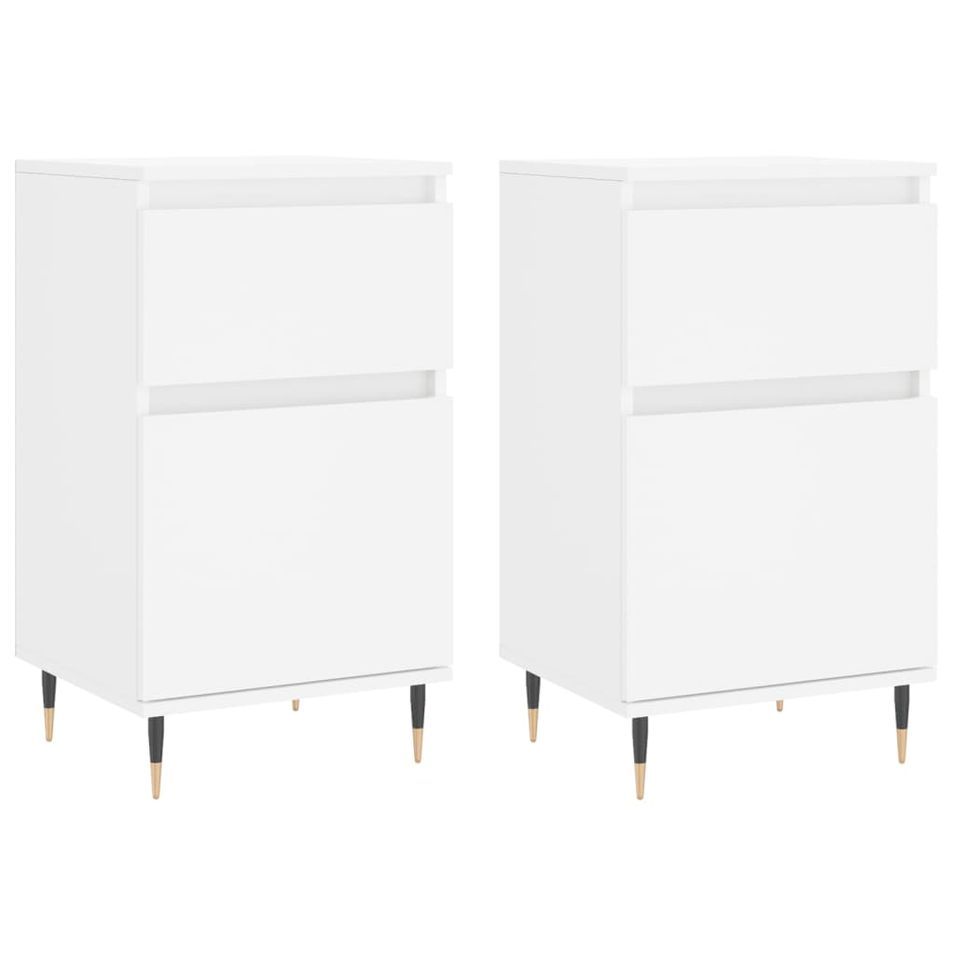 Buffets 2 pcs blanc 40x35x70 cm bois d’ingénierie - Photo n°1
