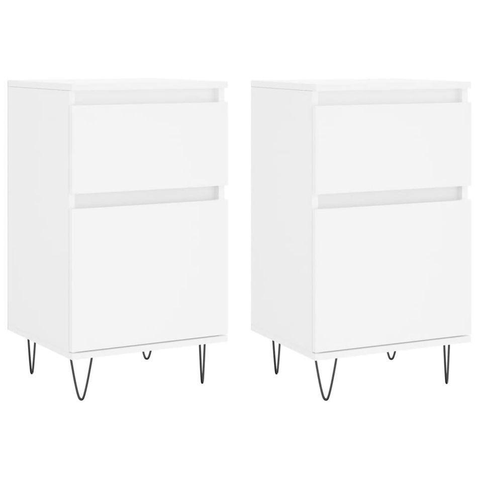 Buffets 2 pcs blanc 40x35x70 cm bois d’ingénierie - Photo n°1