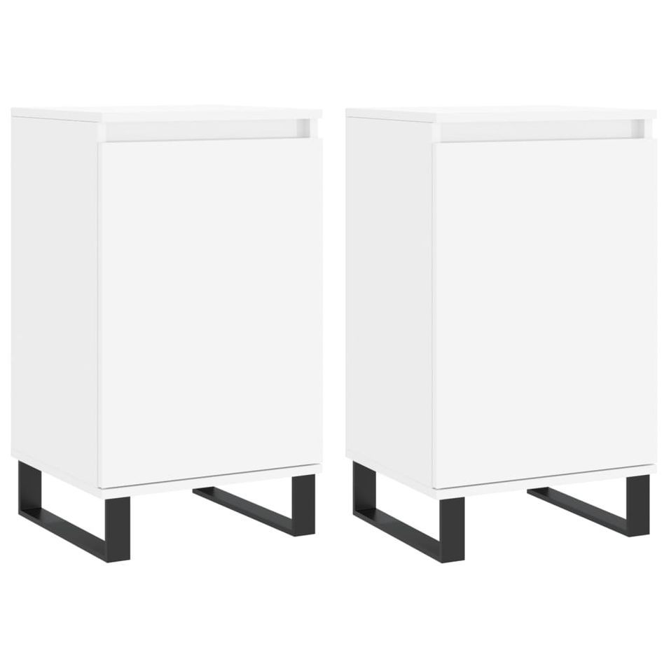 Buffets 2 pcs blanc 40x35x70 cm bois d’ingénierie - Photo n°1