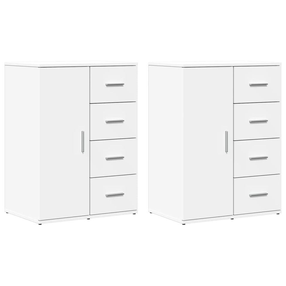 Buffets 2 pcs blanc 59x39x80 cm bois d'ingénierie - Photo n°1