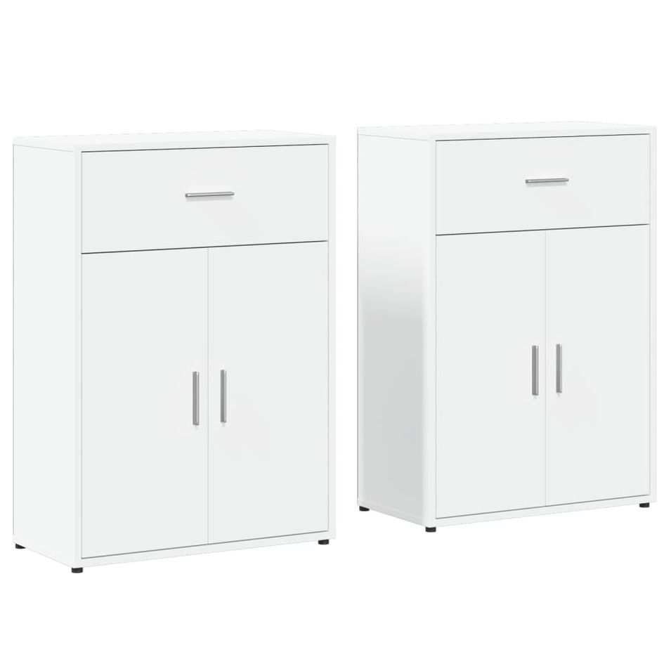 Buffets 2 pcs blanc 60x30x84 cm bois d'ingénierie - Photo n°1