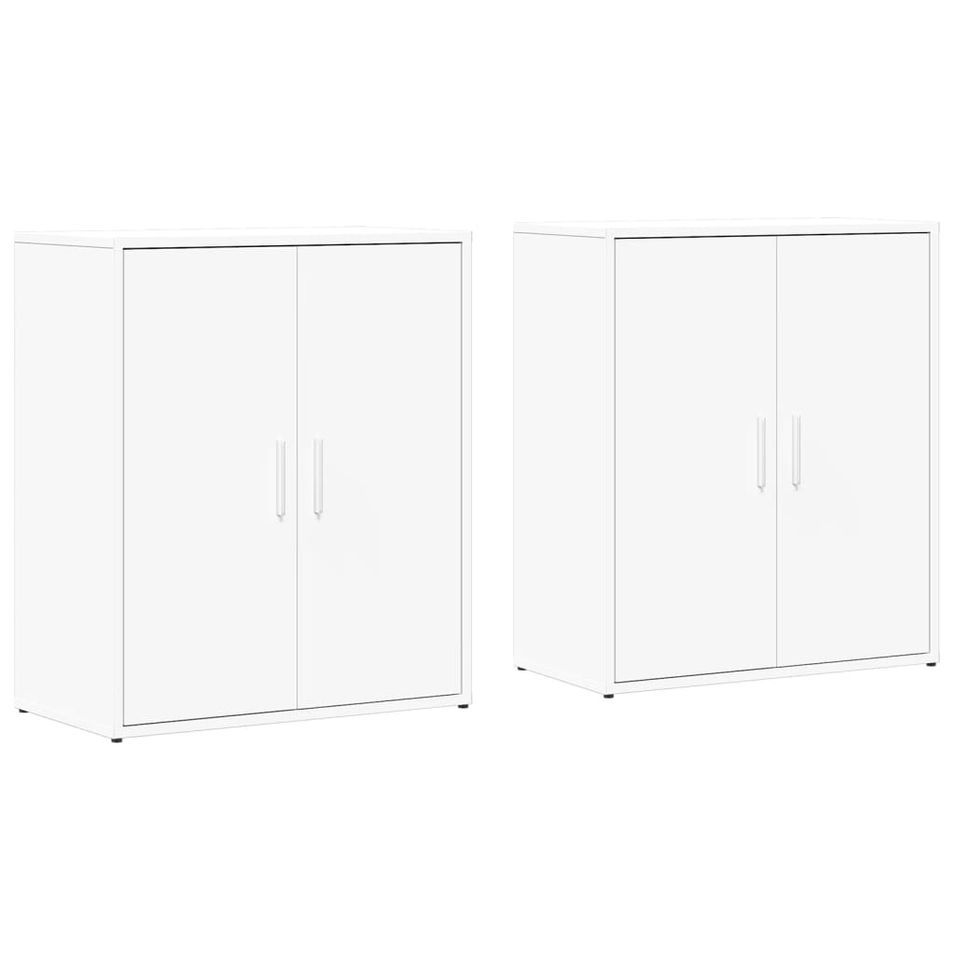 Buffets 2 pcs blanc 60x31x70 cm bois d'ingénierie - Photo n°1