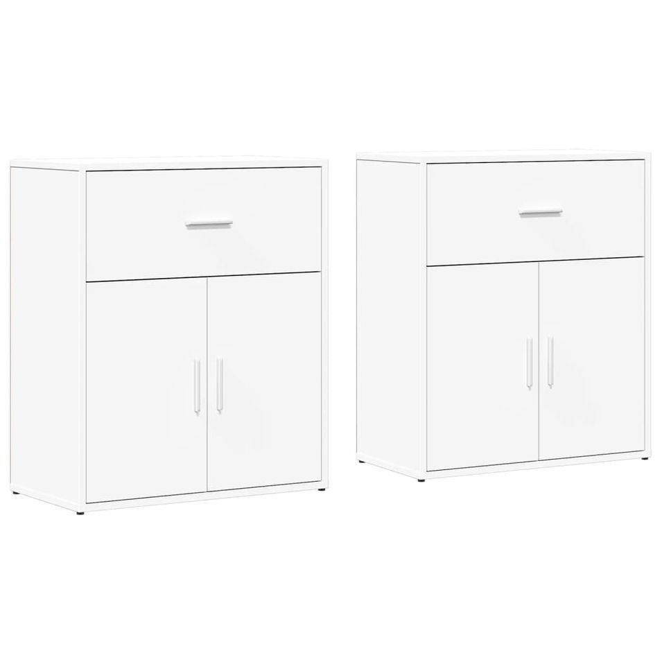 Buffets 2 pcs blanc 60x31x70 cm bois d'ingénierie - Photo n°1