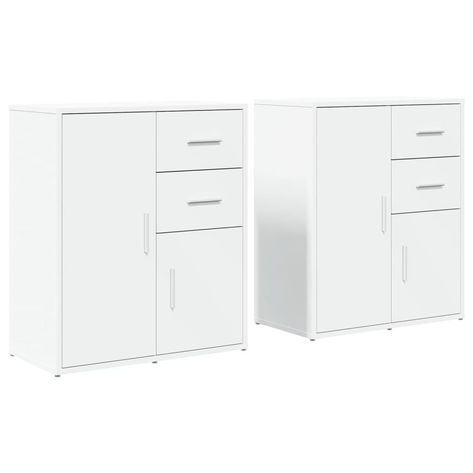 Buffets 2 pcs blanc 60x31x70 cm bois d'ingénierie - Photo n°1