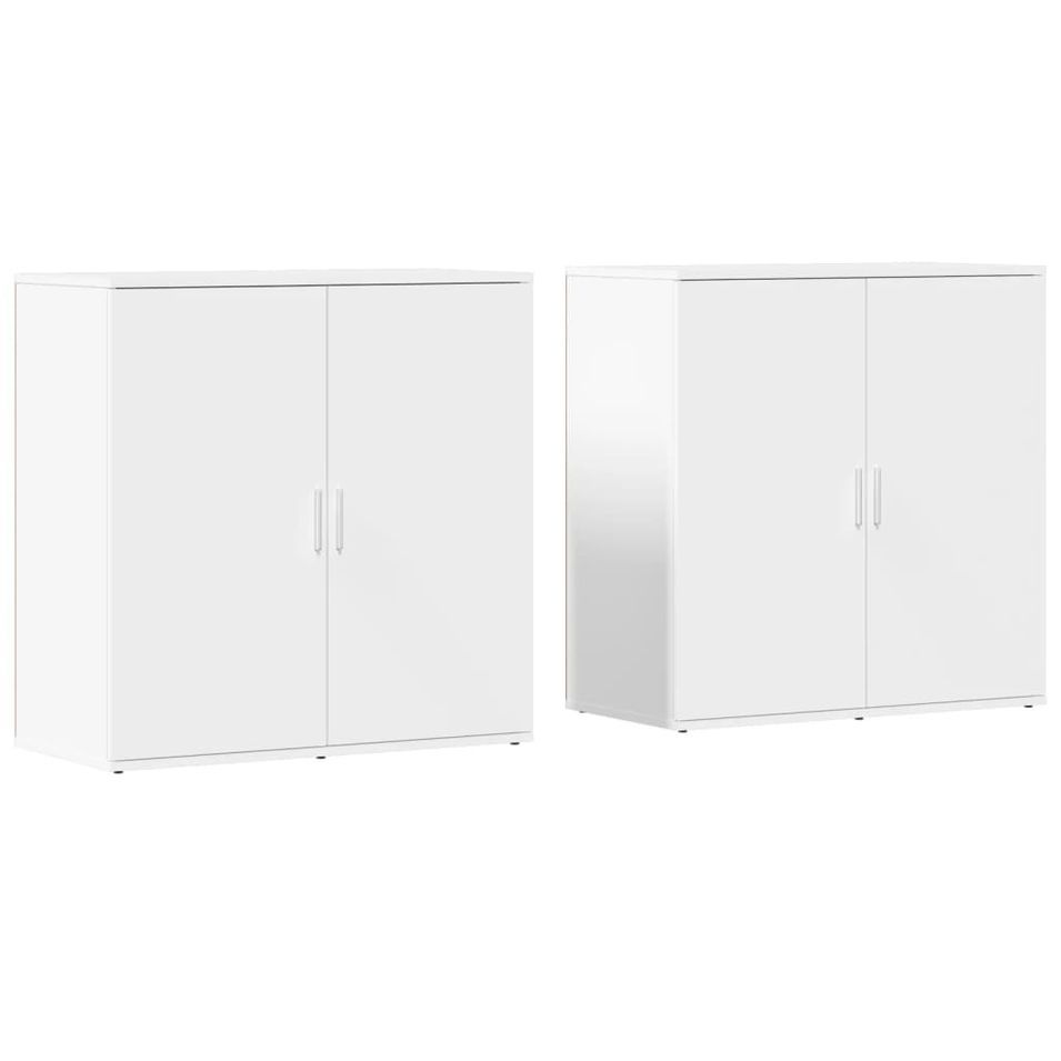 Buffets 2 pcs blanc 79x38x80 cm bois d’ingénierie - Photo n°1