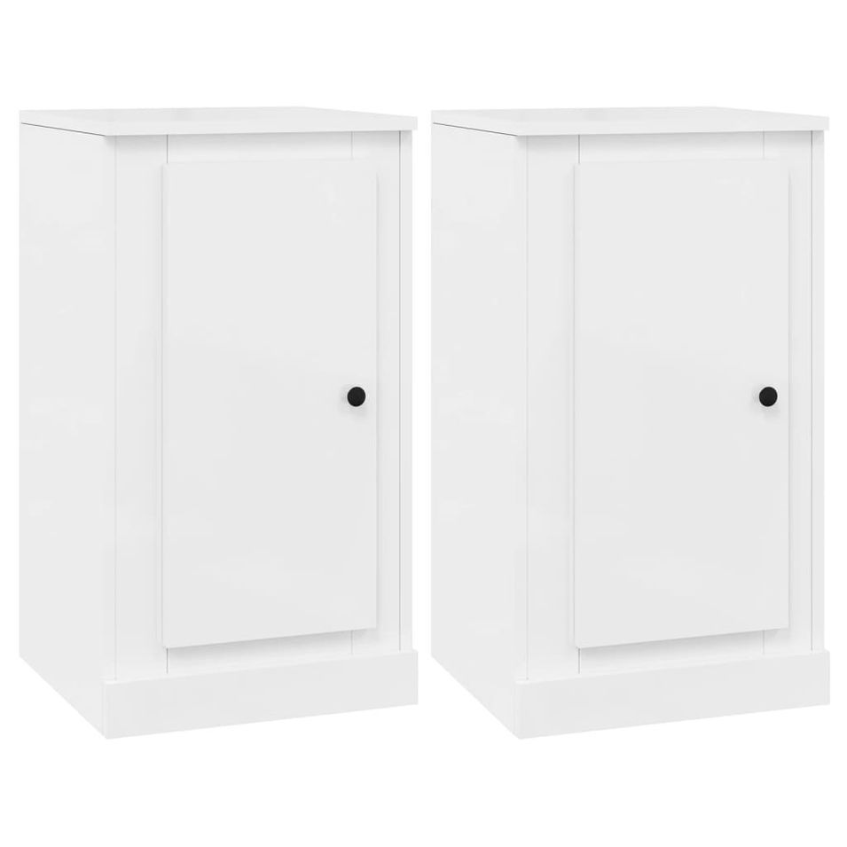 Buffets 2 pcs blanc brillant 37,5x35,5x67,5cm bois d'ingénierie - Photo n°1