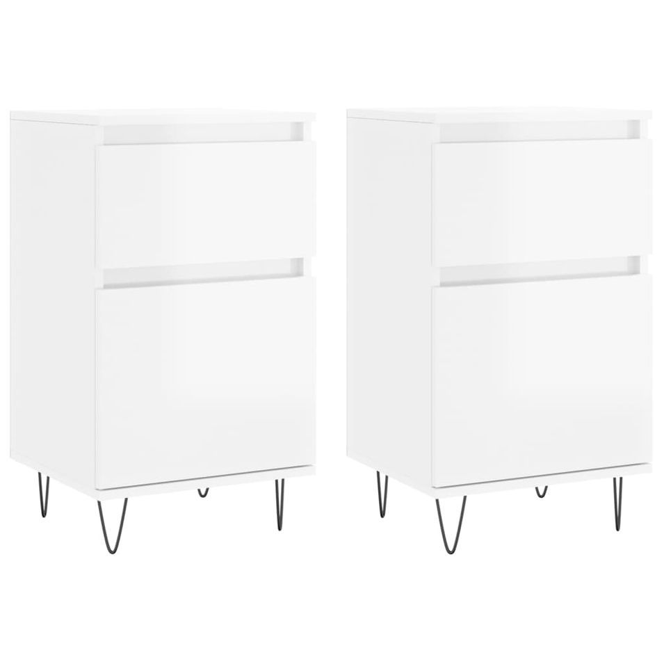 Buffets 2 pcs blanc brillant 40x35x70 cm bois d'ingénierie - Photo n°1