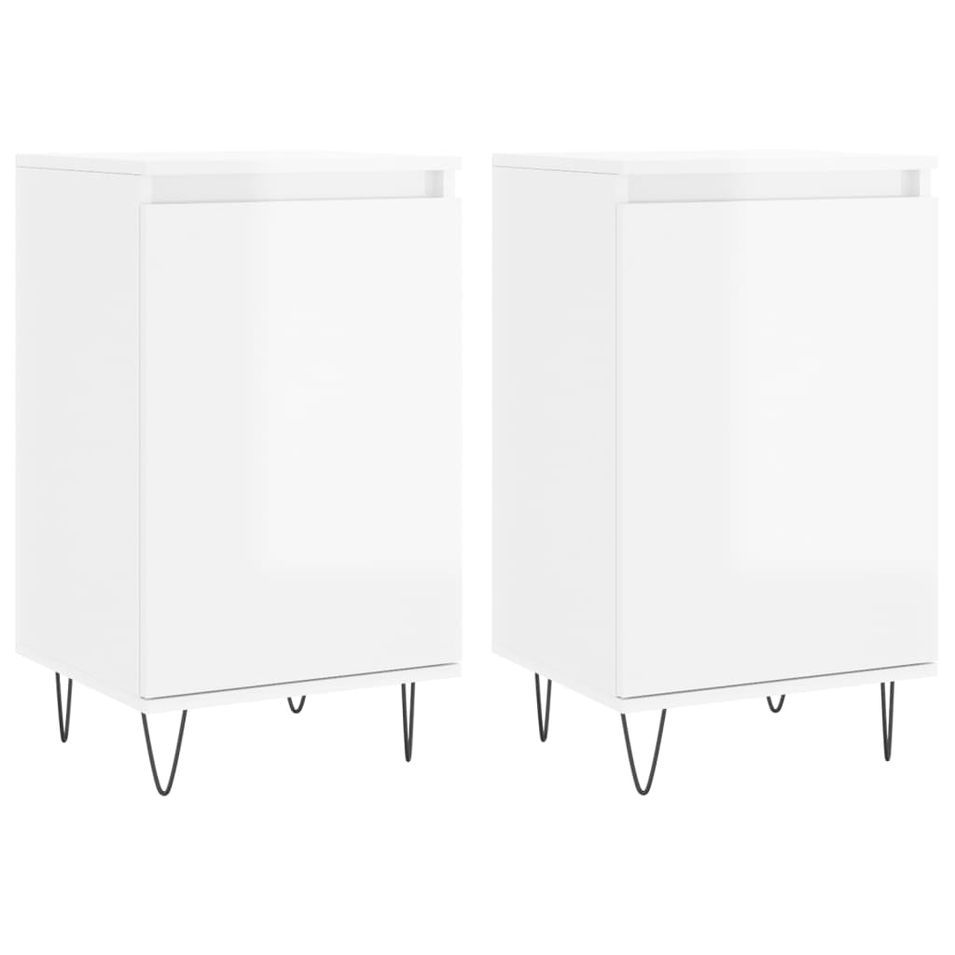 Buffets 2 pcs blanc brillant 40x35x70 cm bois d'ingénierie - Photo n°1