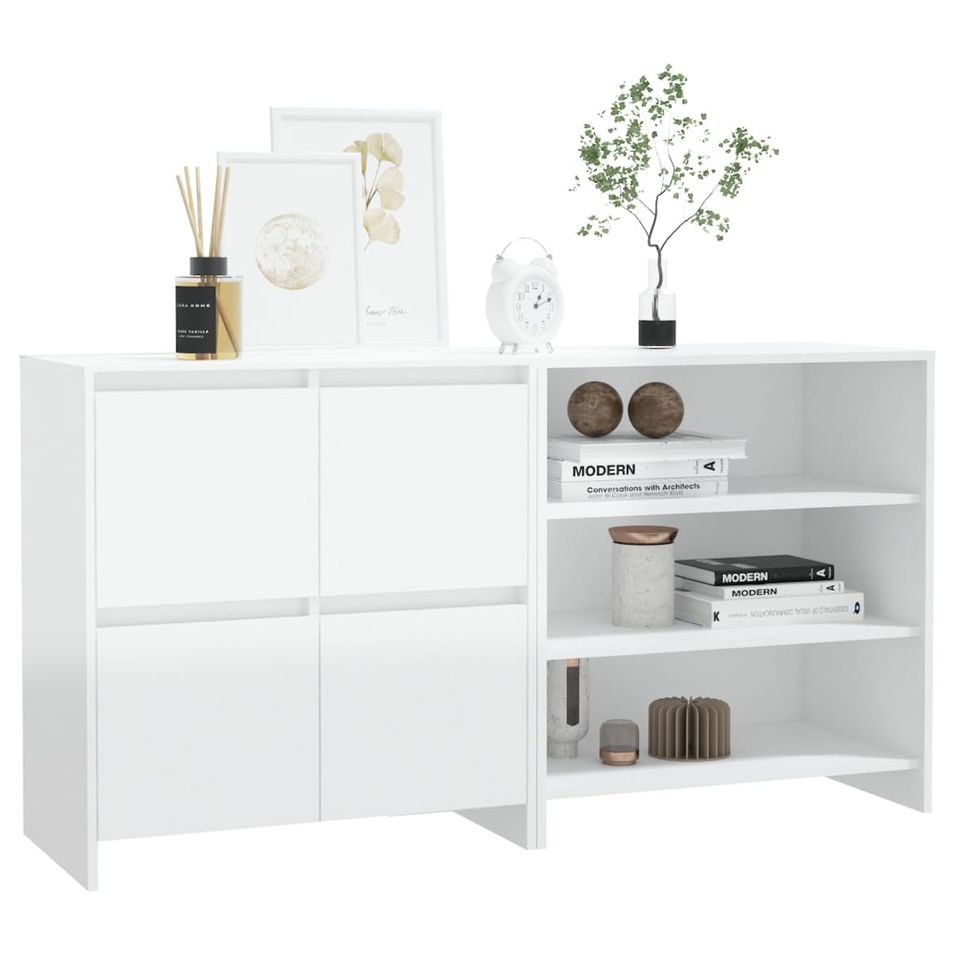 Buffets 2 pcs Blanc brillant Bois d'ingénierie - Photo n°1