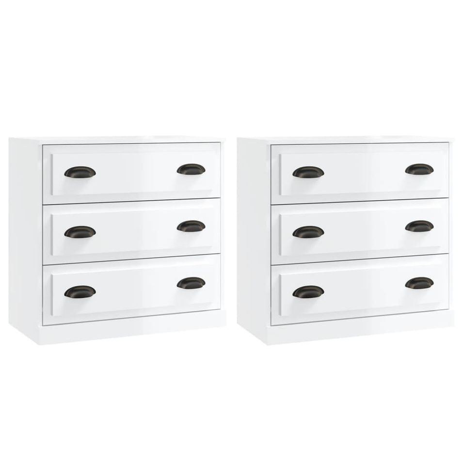 Buffets 2 pcs blanc brillant bois d'ingénierie - Photo n°1