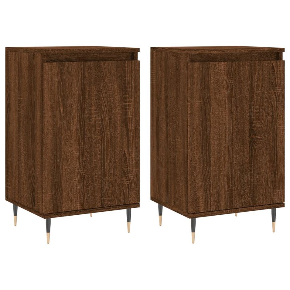 Buffets 2 pcs chêne marron 40x35x70 cm bois d'ingénierie - Photo n°1