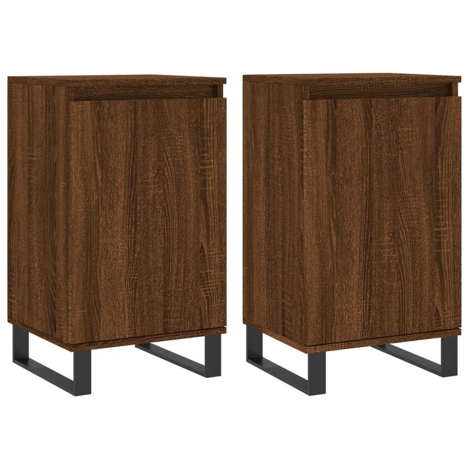 Buffets 2 pcs chêne marron 40x35x70 cm bois d'ingénierie - Photo n°1