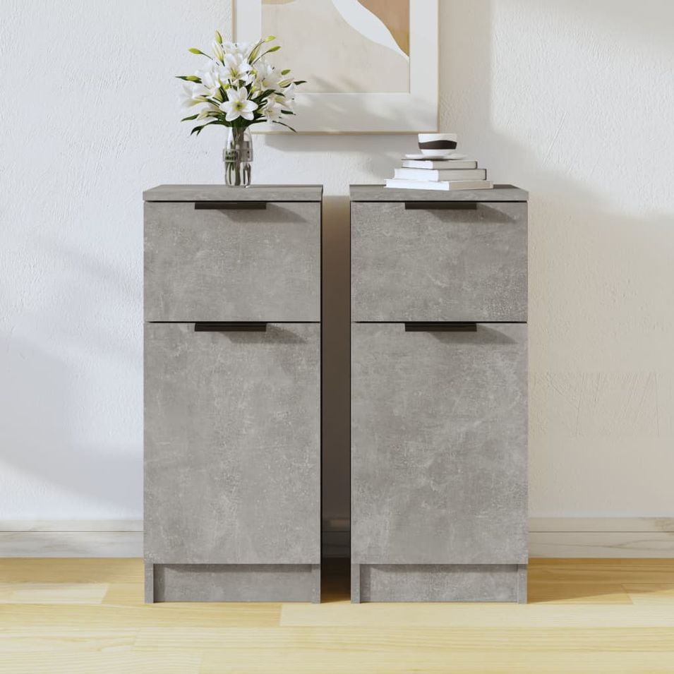 Buffets 2 pcs Gris béton 30x30x70 cm Bois d'ingénierie - Photo n°1