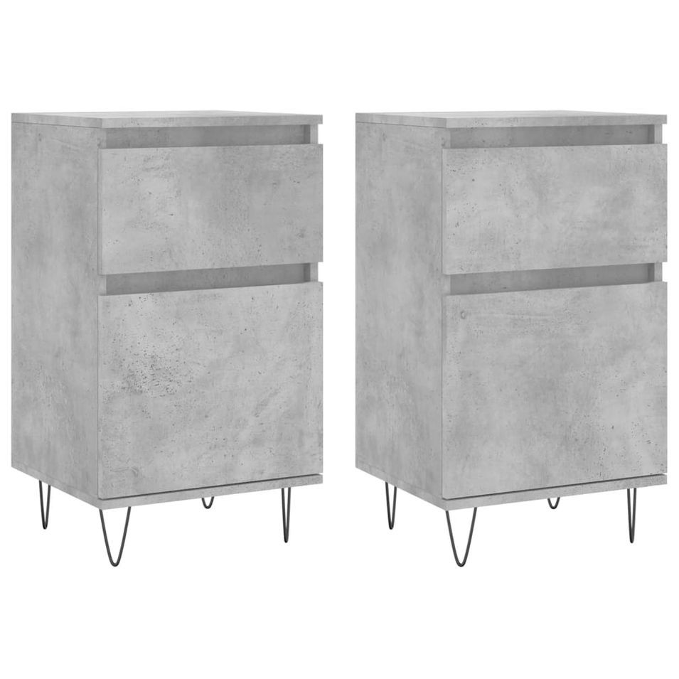 Buffets 2 pcs gris béton 40x35x70 cm bois d'ingénierie - Photo n°1