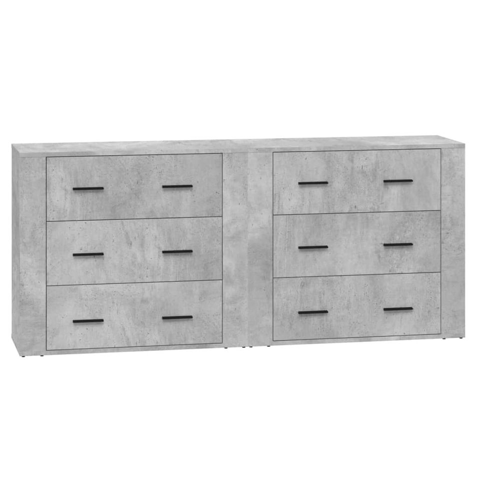 Buffets 2 pcs gris béton bois d'ingénierie - Photo n°1
