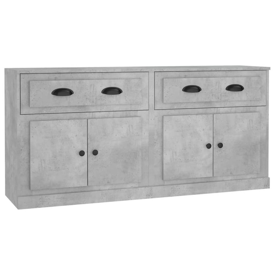 Buffets 2 pcs gris béton bois d'ingénierie - Photo n°1