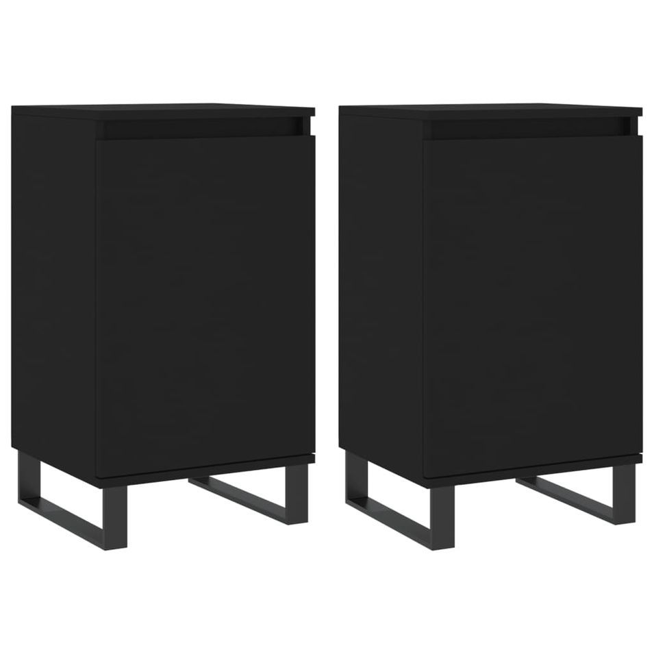 Buffets 2 pcs noir 40x35x70 cm bois d’ingénierie - Photo n°1