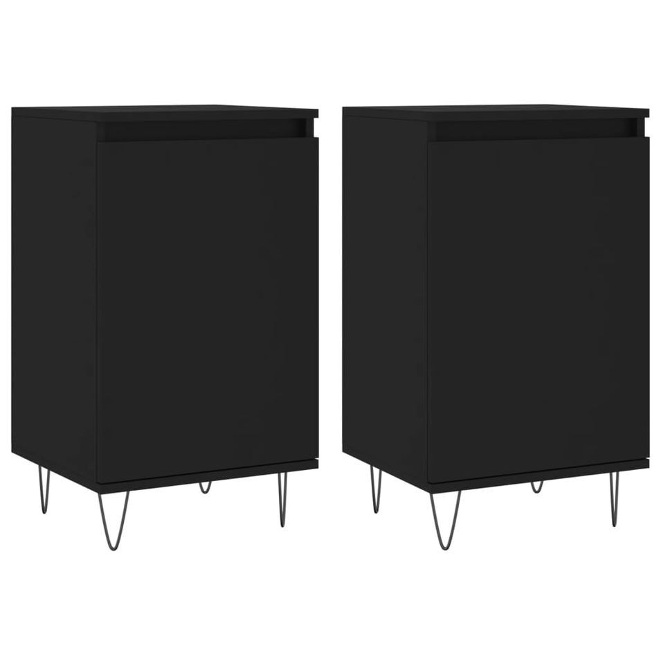 Buffets 2 pcs noir 40x35x70 cm bois d’ingénierie - Photo n°1