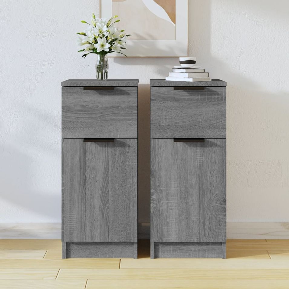 Buffets 2 pcs Sonoma gris 30x30x70 cm Bois d'ingénierie - Photo n°1