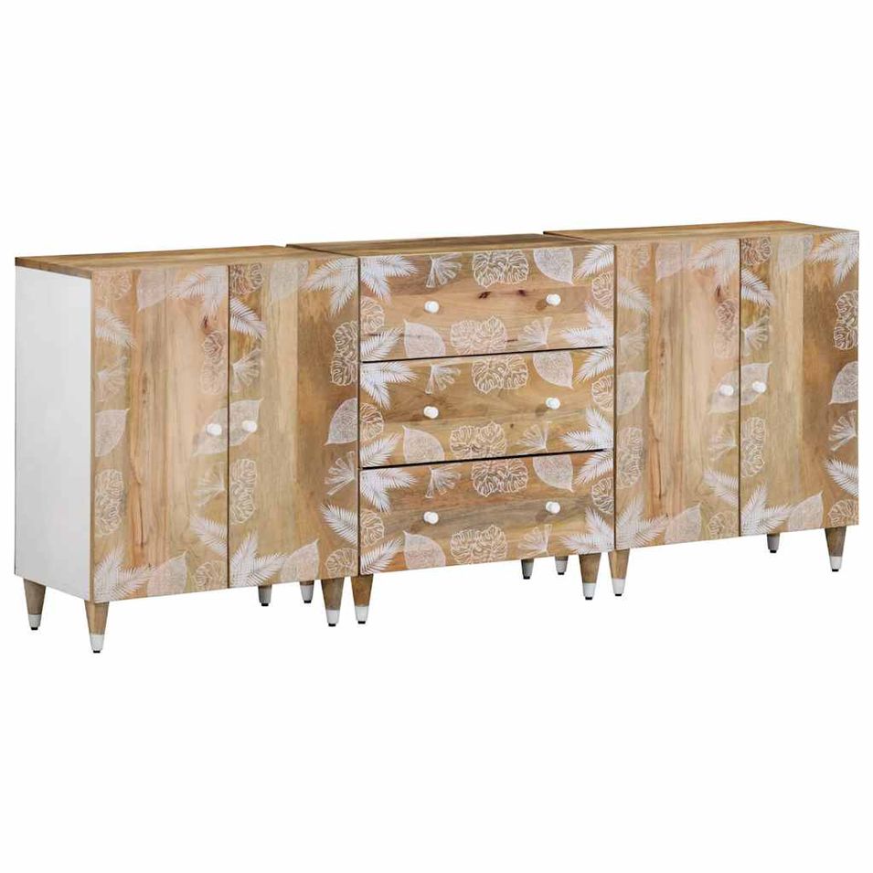 Buffets 3 pcs 60x33,5x75 cm bois de manguier massif - Photo n°1