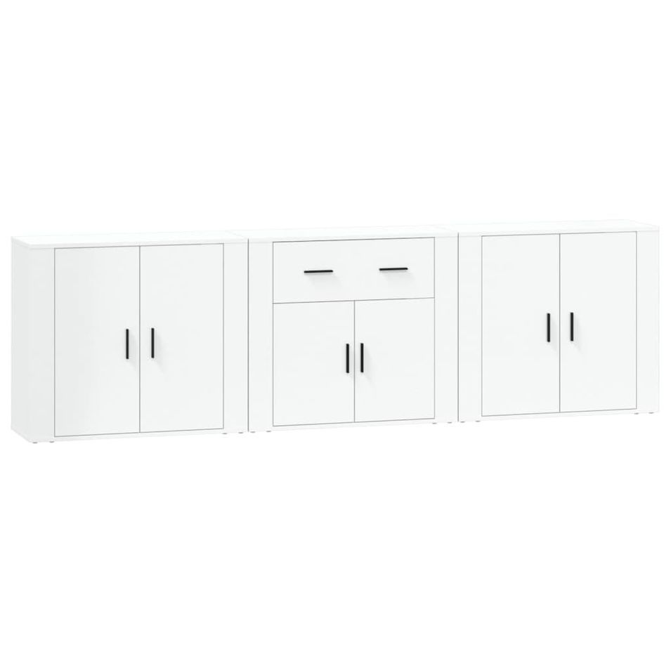 Buffets 3 pcs Blanc Bois d'ingénierie - Photo n°1