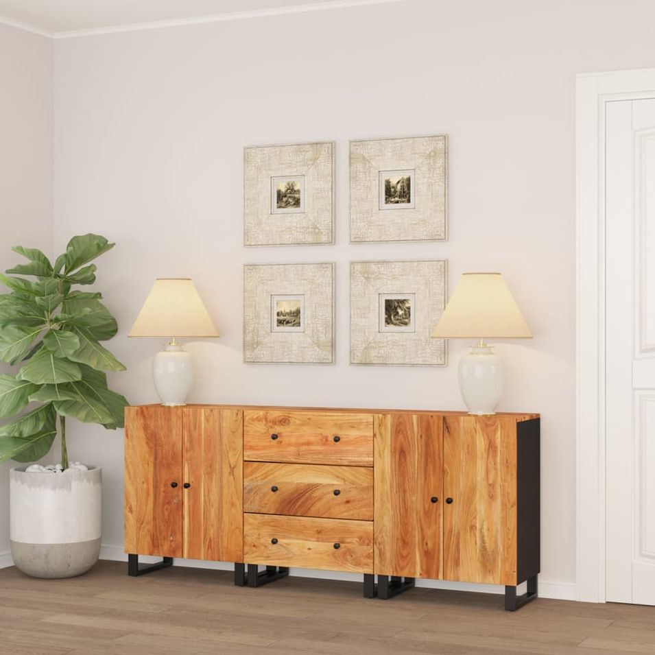 Buffets 3 pcs Bois d'acacia solide - Photo n°1