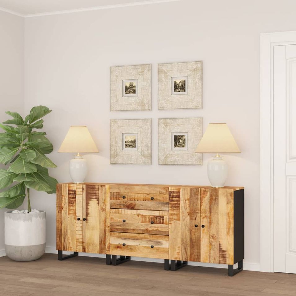 Buffets 3 pcs Bois de manguier brut - Photo n°1