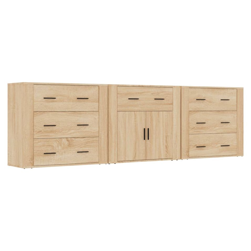 Buffets 3 pcs Chêne sonoma Bois d'ingénierie - Photo n°1