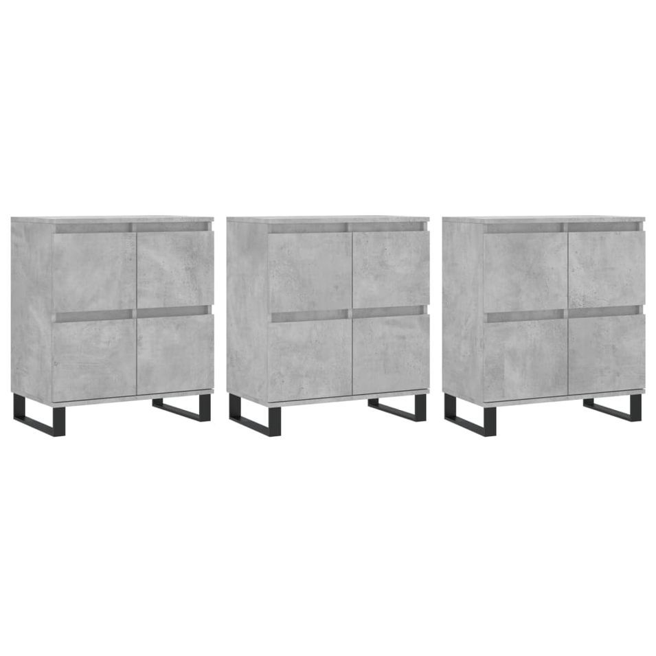 Buffets 3 pcs gris béton bois d'ingénierie - Photo n°1