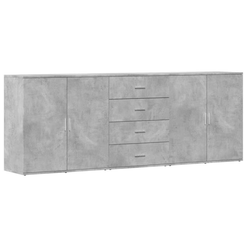 Buffets 3 pcs gris béton bois d'ingénierie - Photo n°1