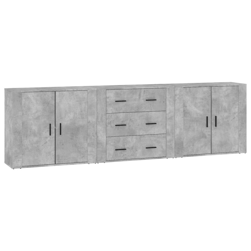 Buffets 3 pcs gris béton bois d'ingénierie - Photo n°1
