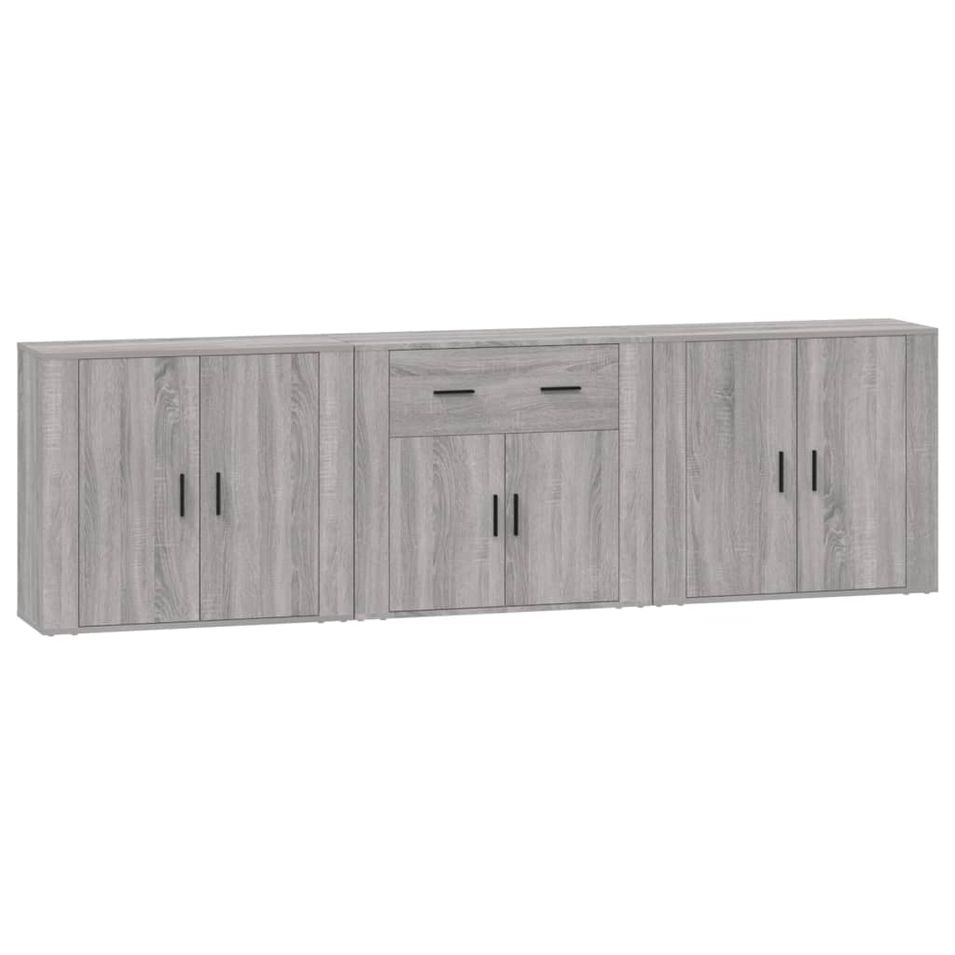 Buffets 3 pcs Sonoma gris Bois d'ingénierie - Photo n°1