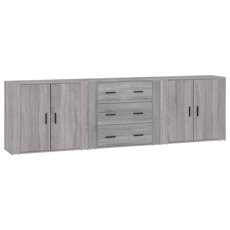 Buffets 3 pcs Sonoma gris Bois d'ingénierie - Photo n°1