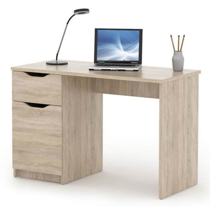 Bureau 1 porte 1 tiroir bois chêne clair Bokus - Photo n°1