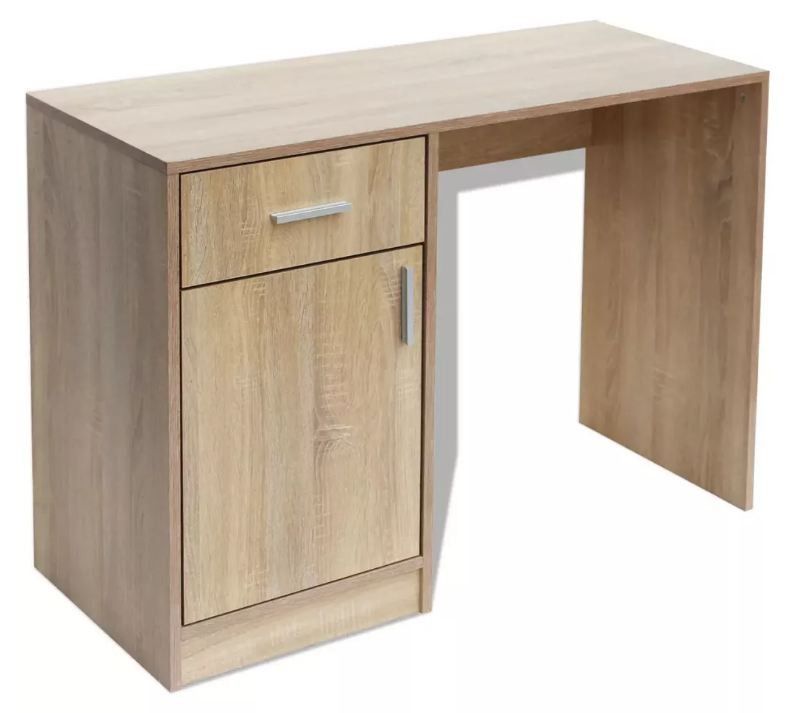 Bureau 1 tiroir 1 placard bois chêne clair Vanirel - Photo n°1