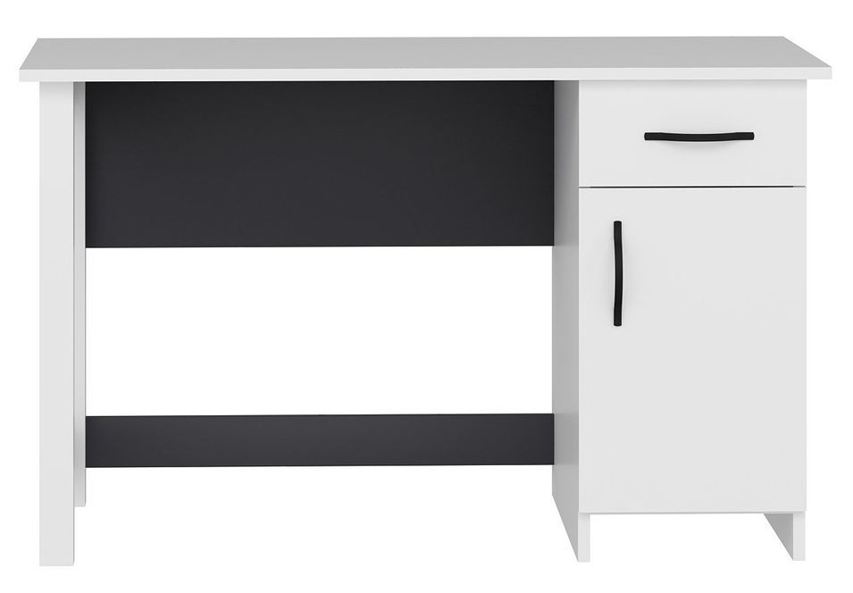 Bureau 1 tiroir 1 porte bois blanc et anthracite Klika 120 cm - Photo n°1