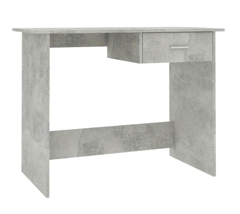 Bureau 1 tiroir bois gris béton Athena - Photo n°1