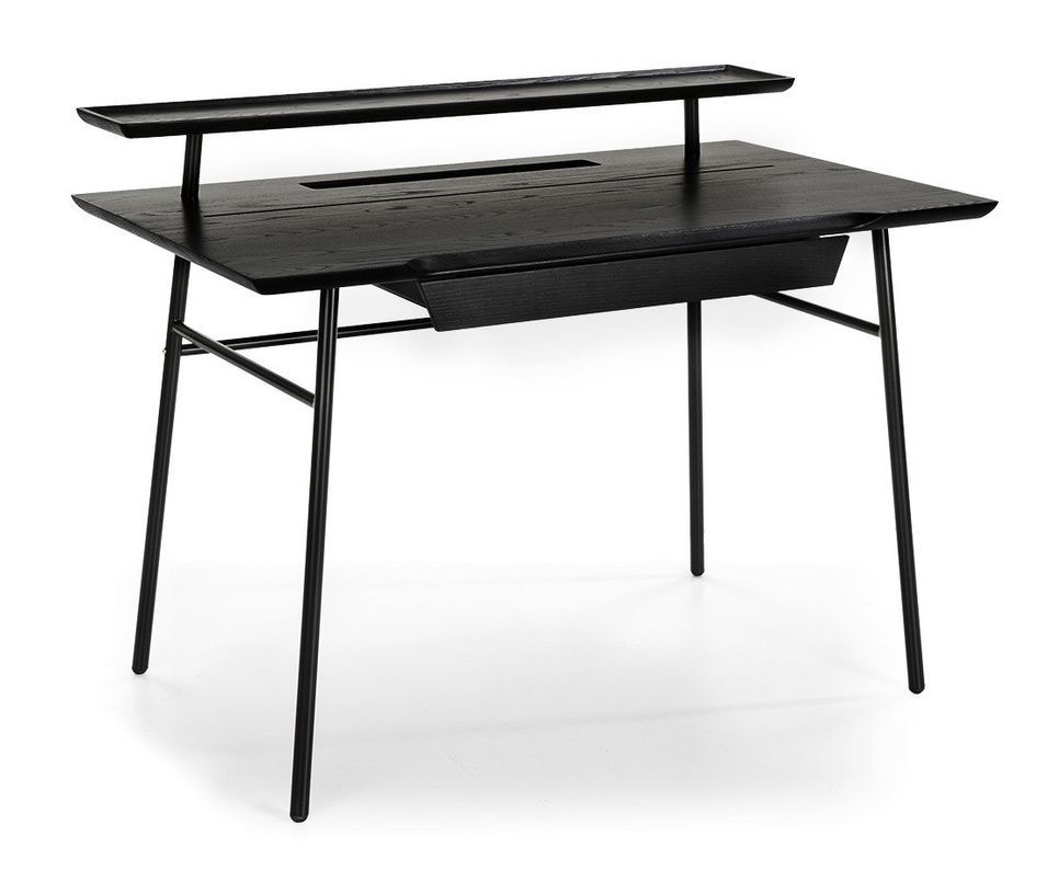 Bureau 1 tiroir bois massif et pieds métal noir Kadja - Photo n°1