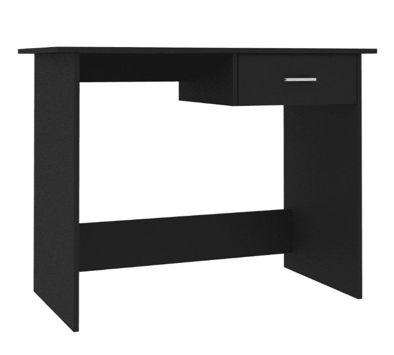 Bureau 1 tiroir bois noir Athena - Photo n°1