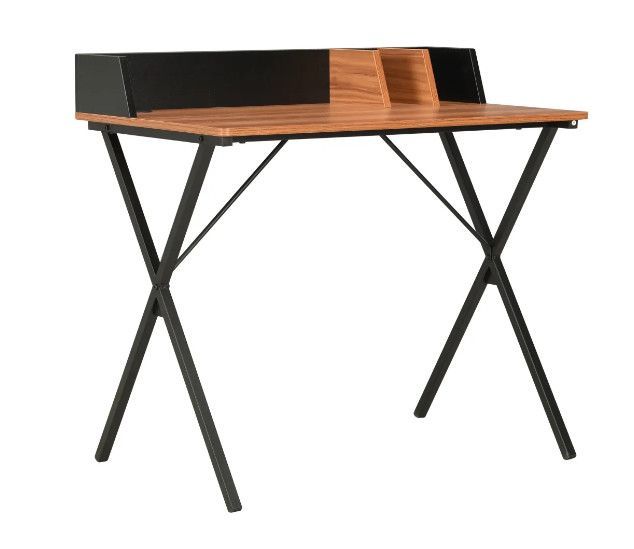 Bureau 2 casiers bois marron et métal noir Papyrus - Photo n°1