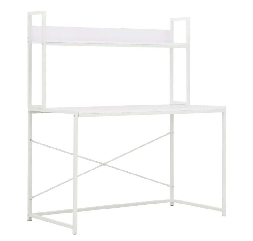 Bureau 2 étagères bois et métal blanc Garein - Photo n°1