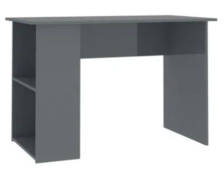 Bureau 2 étagères bois gris brillant Athena - Photo n°1