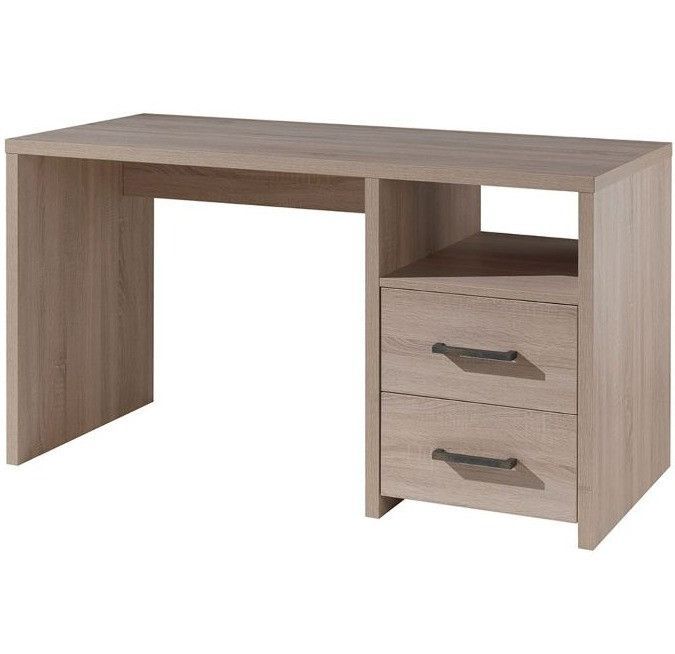 Bureau 2 tiroirs 1 niche bois chêne clair Aline - Photo n°1