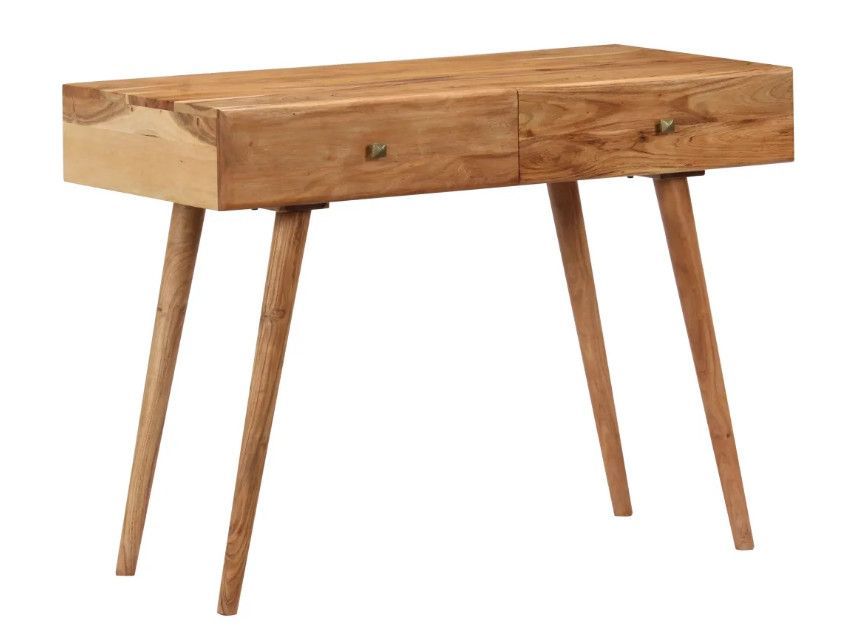 Bureau 2 tiroirs acacia massif clair Sokena - Photo n°1