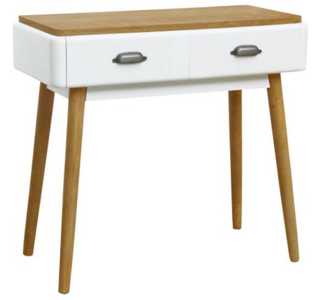 Bureau 2 tiroirs bois blanc et clair Haziel - Photo n°1