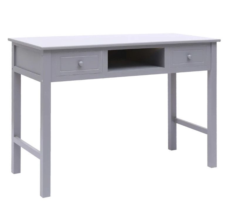 Bureau 2 tiroirs paulownia et peuplier gris Maho - Photo n°1