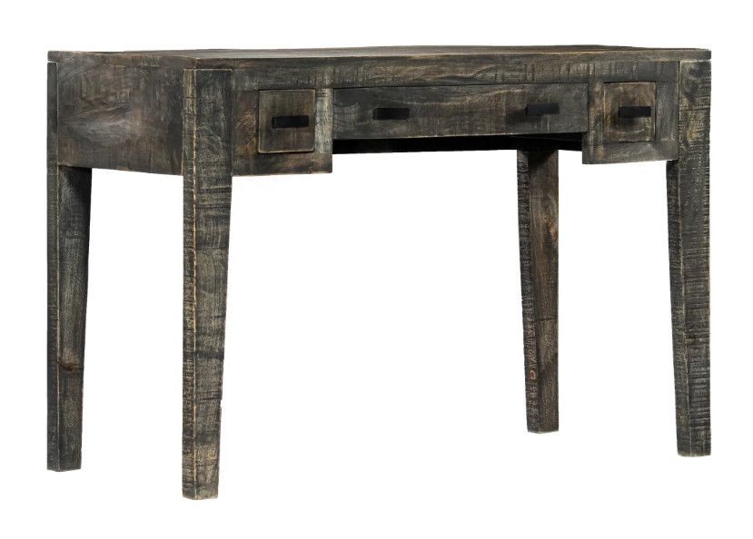 Bureau 3 tiroirs manguier massif noir Pinkie - Photo n°1