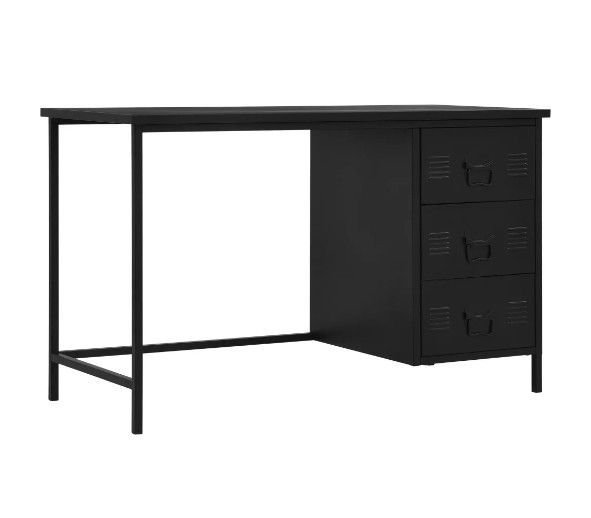 Bureau 3 tiroirs métal noir Kibane - Photo n°1
